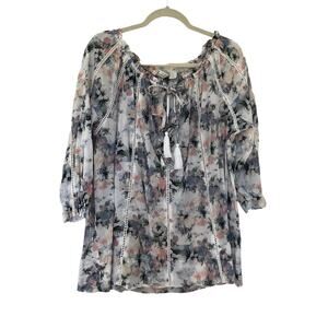 Caffe Marrahcah Multicolor 3/4 Sleeves Women's Blouse Size Large | 9-4